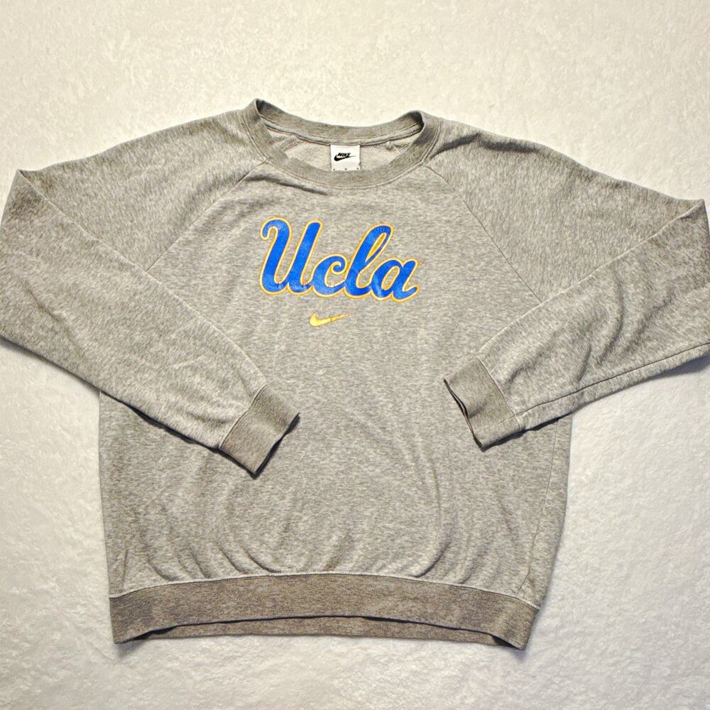 Nike UCLA Bruins Gray Crewneck Sweatshirt Pullover, Men's Size M